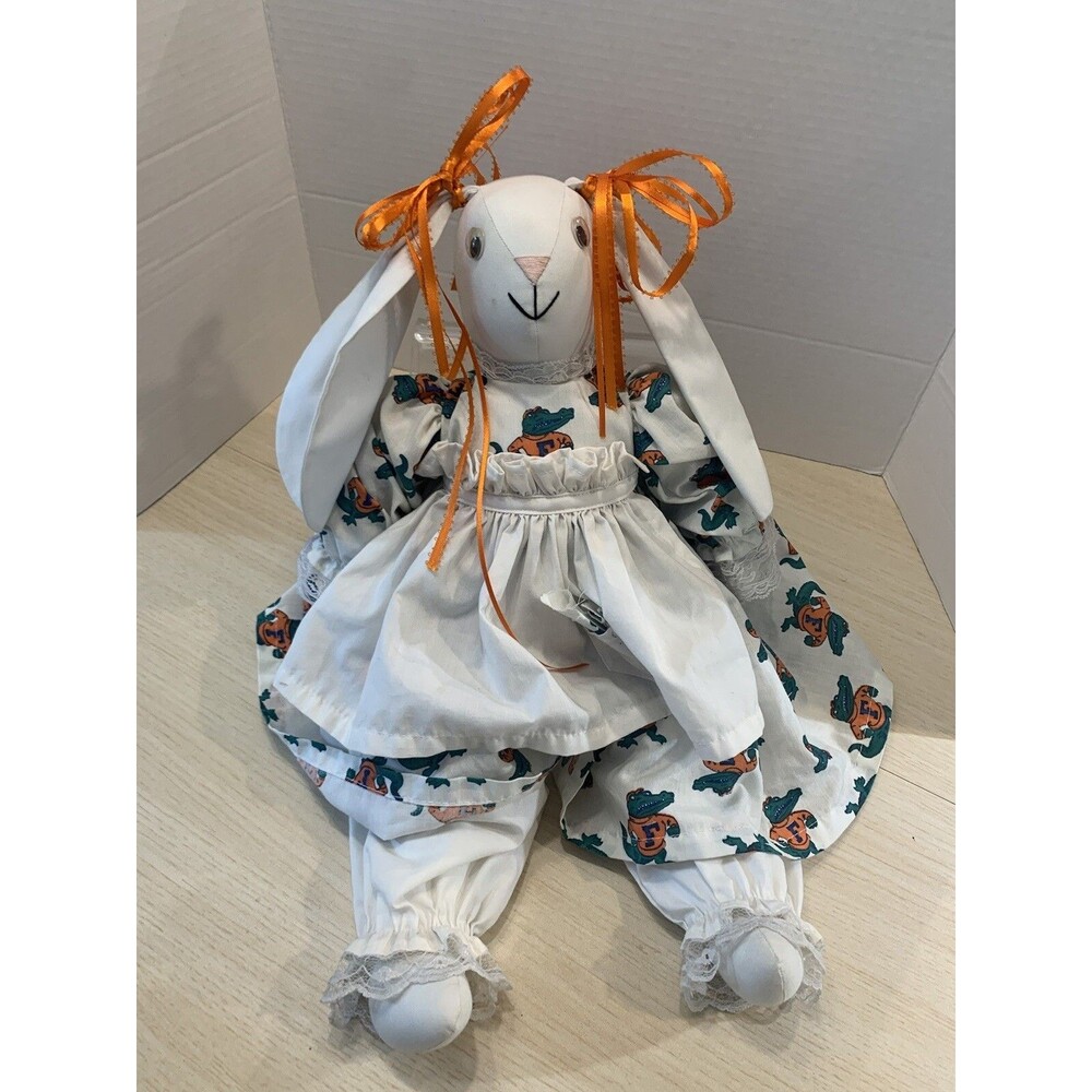 VTG Florida Gators Theme Country Bunny Rabbit Stuffed 18"  Hand Crafted